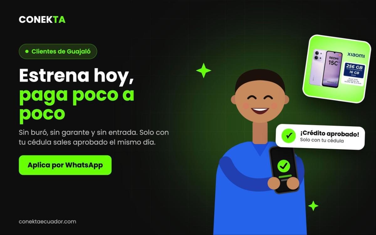 cliente de Guajaló con su celular a crédito aprobado